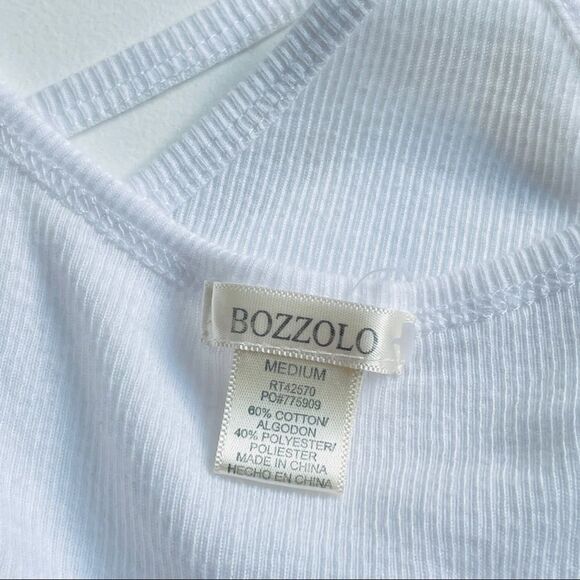 Bozollo Juniors White Ribbed Caged Tank Top Size Medium Like New Condition - Picture 6 of 7